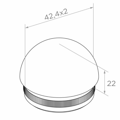 Kozza ellipsoidal push-in end cap for balustrade tube 42.4 mm – AISI 304 stainless steel satin 001-095 (2)