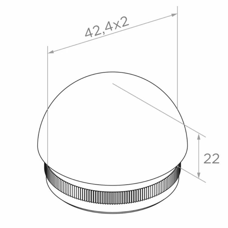 Kozza ellipsoidal push-in end cap for balustrade tube 42.4 mm – AISI 304 stainless steel satin 001-095 (2)