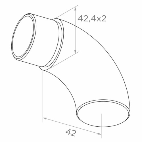 Closed handrail elbow for 42.4 mm tube – AISI 304 stainless steel satin 001-102 (2)