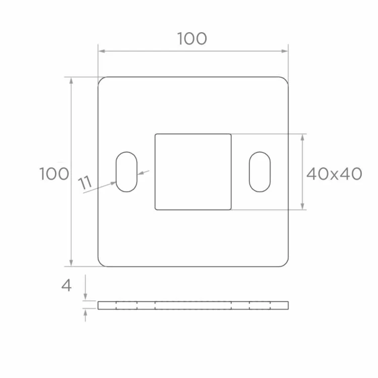 Balustrade post base for welding 100×100 mm – stainless steel AISI 304, system 40×40 001-162 (2)