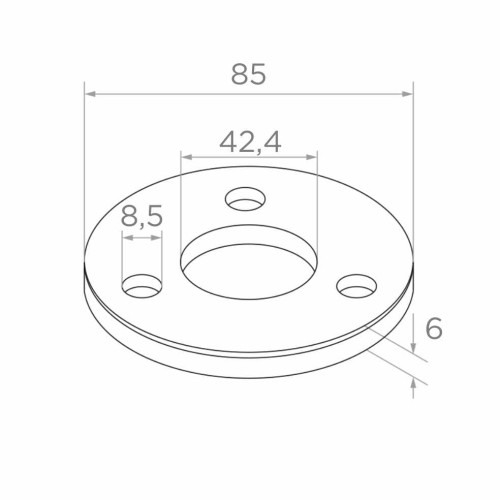 Balustrade post base for welding fi 85 mm – AISI 304 stainless steel satin finish, system 42.4 001-188 (2)