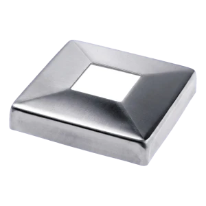 Square masking rosette 108×108 mm for balustrade profile 40×40 – AISI 316 stainless steel satin