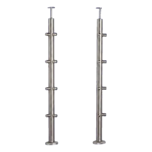 PSG corner balustrade post in AISI 304 stainless steel ø 42.4 mm H960 - floor mounting