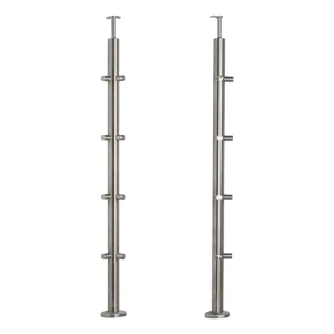 PSG corner balustrade post stainless steel AISI 304 ø42.4 mm H1060 mm with brackets for ø12 mm rods