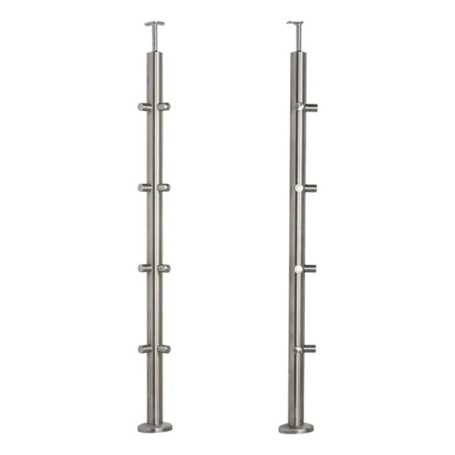 PSG corner balustrade post stainless steel AISI 304 ø42.4 mm H1060 mm with brackets for ø12 mm rods 001-206 (1)
