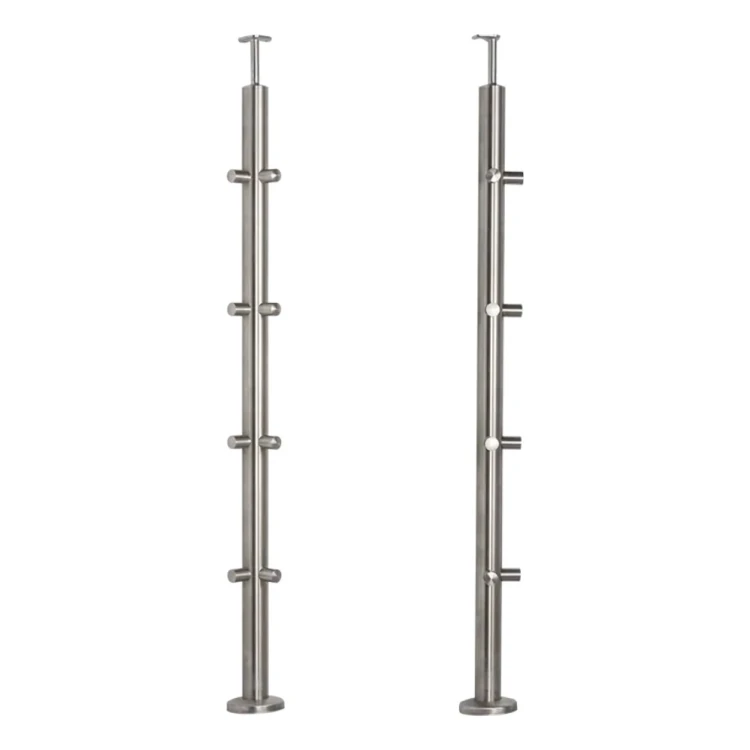 PSG corner balustrade post stainless steel AISI 304 ø42.4 mm H1060 mm with brackets for ø12 mm rods 001-206 (1)