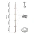 PSG corner balustrade post stainless steel AISI 304 ø42.4 mm H1060 mm with brackets for ø12 mm rods 001-206 (2)