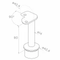 PSG corner balustrade post stainless steel AISI 304 ø42.4 mm H1060 mm with brackets for ø12 mm rods 001-206 (4)
