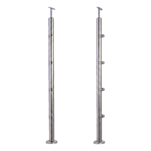 PSG intermediate balustrade post Ø42.4 mm stainless steel AISI 304 – 4 brackets Ø12, floor mounting 001-207 (1)