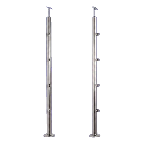 PSG intermediate balustrade post Ø42.4 mm stainless steel AISI 304 – 4 brackets Ø12, floor mounting 001-207 (1)
