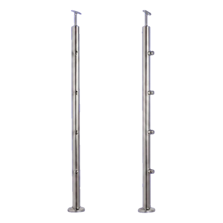 PSG intermediate balustrade post Ø42.4 mm stainless steel AISI 304 – 4 brackets Ø12, floor mounting 001-207 (1)