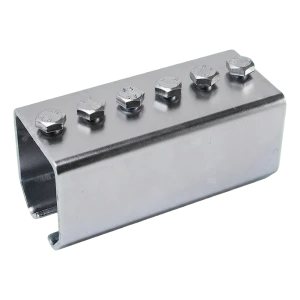 PSG rail connector for sliding gate track 45×46 mm galvanised with screws
