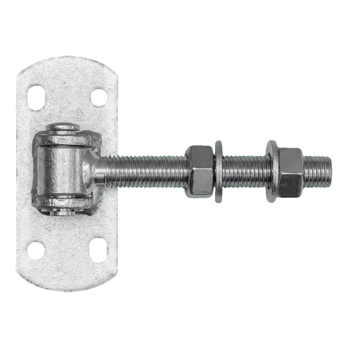 Adjustable gate hinge M16 with plate 115×50 mm – galvanised 001-415 (1)