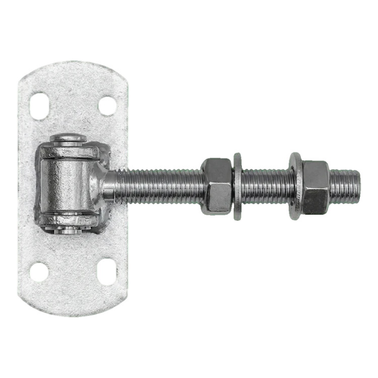 Adjustable gate hinge M16 with plate 115×50 mm – galvanised 001-415 (1)